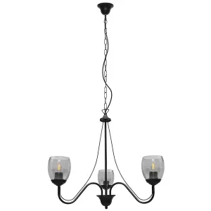 Luminosa Allena Multi Arm Pendant Ceiling Light Black, Smokey 50cm