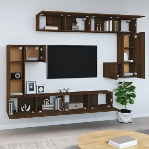 Berkfield Wall-mounted TV Cabinet Brown Oak Engineered Wood