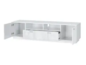 Large TV Unit 167cm Cabinet Entertainment Media Stand White Gloss Open Shelf Drawer Modern Sol