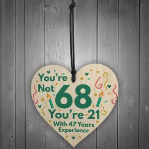 Red Ocean Funny Birthday Gifts Novelty 68th Birthday Gift Wooden Heart Sign Funny Birthday Card