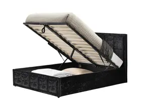 Birlea Hannover Double Ottoman Bed Black Crushed Velvet