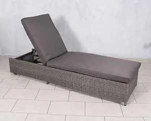 Paris Sun Lounger with Multi Position Backrest - Aluminium/Rattan Weave - L208 x W65 x H30 cm