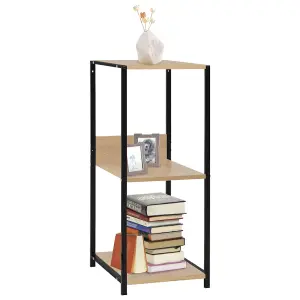 Berkfield Small Straight Book Shelf Black and Oak 33.5x39.6x79.7 cm Engineered Wood