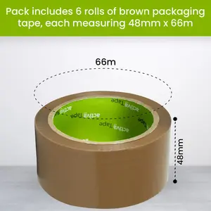 ActivaTape Pack of 6 - 48MM x 66M Brown Parcel Packing Tapes