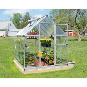 Hybrid 6 Ft W x 8 Ft D Hobby Greenhouse Silver