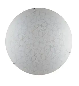 Luminosa Esagram Decorative Flush Ceiling Light, White Glass, E27