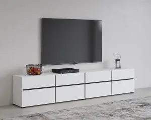 Kross 40 TV Cabinet in White - W2250mm H480mm D400mm Modern Minimalist Design