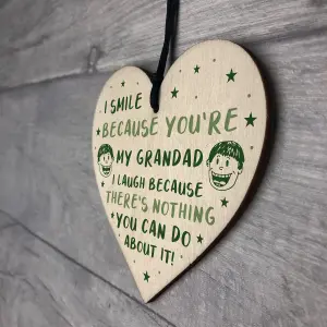 Red Ocean Funny Grandad Gift For Fathers Day Novelty Wooden Heart Sign Gift For Grandad Gifts For Him