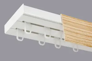 Double Curtain Ceiling Rail Track PCV 400 cm (L) HOOKS + PINE COVER