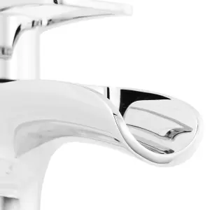 GoodHome Olmeto Tall Chrome effect Basin Mono mixer Tap