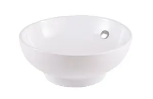 GoodHome Nura Gloss White Round Counter top Basin (W)40cm