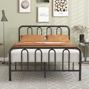 Costway Double Size Metal Bed Frame w/ Headboard Platform Bed w/ Metal Slats Support