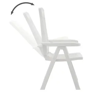 URBN GARDEN 110cm Height Outdoor Foldable Plastic Garden Chair Patio Furniture With Adjustable Back White Colour