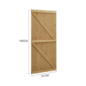 Pine Wooden Garden Gate Side Gate Flat Top Timber with Latch H 183 cm x W 91 cm