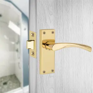 1 Pair of Victorian Scroll Astrid Handle  Latch Door Handles  Gold Polished Brass with 120mm x 40mm Backplate - Golden Grace