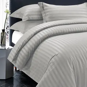 Microfiber Striped Duvet Cover Set with Pillowcases Silver / Super King Duvet Cover + 2 Standard Pillowcases