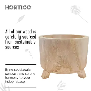 HORTICO™ Indoor Plant Pot on Feet, (Dia) 20cm GROWER Round Wooden Planter for House Plants with Waterproof Liner D20 H17 cm, 2.2L