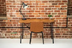 Solid Wood Desk with Hairpin Legs 60cm x 120cm in Dark oak