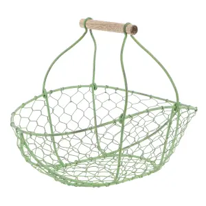 Green Chicken Wire Trug Outdoor Garden Storage Tools Basket