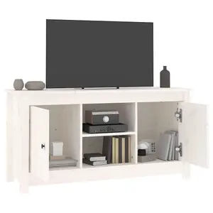 Berkfield TV Cabinet White 103x36.5x52 cm Solid Wood Pine