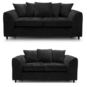 Monaco Chenille Fabric Sofa Set 3 and 2 Seater sofa   Black