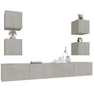 Berkfield 6 Piece TV Cabinet Set Concrete Grey Engineered Wood