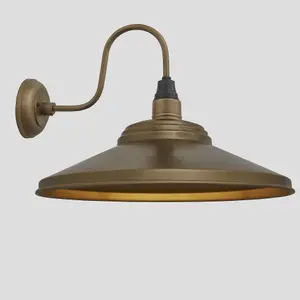 Industville Swan Neck Giant Step Wall Light, 18 Inch, Brass