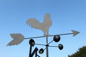 Weathervane - COCKEREL steel weathervane with ground spike and wall fixing.