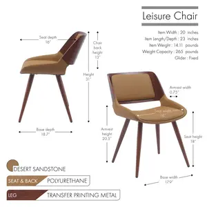 Ayrton Faux Leather Mid-Century Dining Chair Desert Sandstone