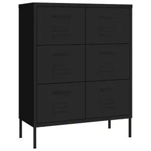 Berkfield Drawer Cabinet Black 80x35x101.5 cm Steel