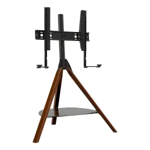 AVF FSLK1001HOXDWB Hoxton Sound Tripod TV Stand with Soundbar Mounting Kit in Dark Wood / Black