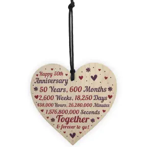 Red Ocean Anniversary Handmade Wooden Heart To Celebrate Gold Golden 50th Wedding Anniversary Gift For Husband Wife