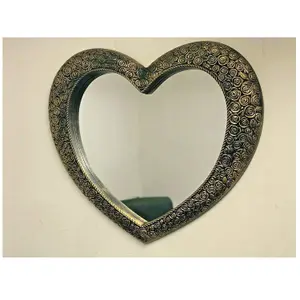 67X58Cm Gold Black Heart Mirror Antique Style