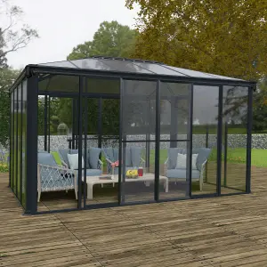 Palram - Canopia Ledro Grey Rectangular Gazebo, (W)4.3m (D)2.96m - Assembly required