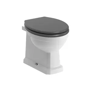 Somerton White Boxed rim Back to wall Toilet pan with Grey ash Soft close seat