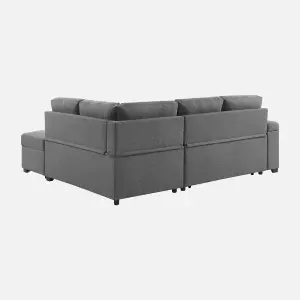 sweeek. 3-seater corner sofa bed with footstool Carl Charcoal Grey 223x83x89 cm