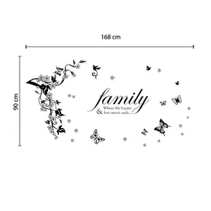 Walplus Butterflies Vine Family Quote Wall Sticker Mural Paper Art Decoration