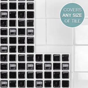 Stick and Go Self Adhesive Stick On Tiles Black Mosaic 6" x 6" Box of 8 Apply over any tile, or directly on to the wall