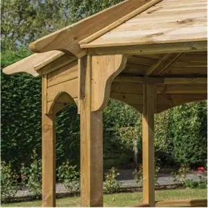 Deluxe Pressure Treated Octagonal Gazebo + Open Trellis Sides & Floor (3.5m x 3.5m x 2.7m)