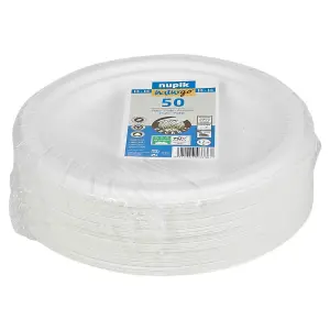 URBNLIVING 17cm Diameter 50 Pcs Paper Disposable White Biodegradable Plates