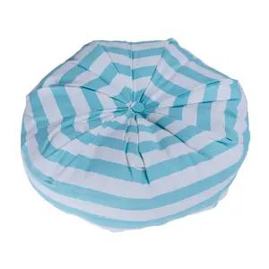 Homescapes Blue and White Stripe Pleated Round Floor Cushion