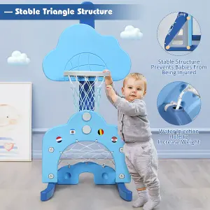 Costway Basketball Hoop Set 3 in 1 Sports Activity Center with Basketball Football & Golf