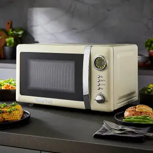 GEEPAS Retrovive 20L Digital Freestanding Microwave Oven 700W, Cream