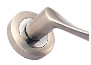 MODERN SATIN NICKLE & CHROME DUAL DOOR HANDLE Rose