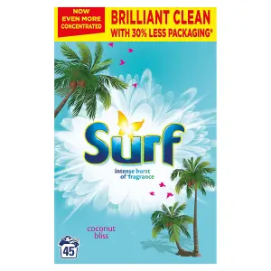 Surf Concentrated Coconut Bliss Laundry Powder 2.25kg, 90 Washes, 2Pk