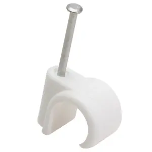 Talon White Plastic Nail clip (Dia)8mm, Pack of 10