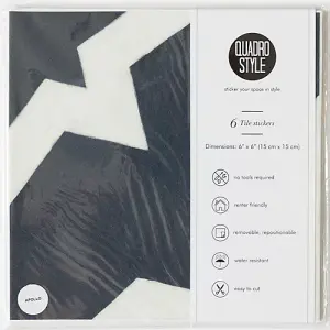 Quadrostyle Apollo Indigo Wall Tile and Furniture Vinyl Stickers 15cm(L) 15cm(W) pack of 6