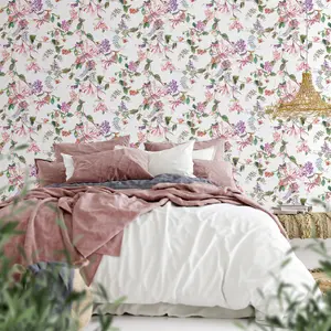 Galerie Flora Purple Summer Bouquet Wallpaper