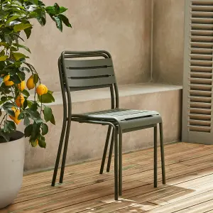 sweeek. Pair of steel garden chairs Amelia Khaki Green 44x52x79 cm