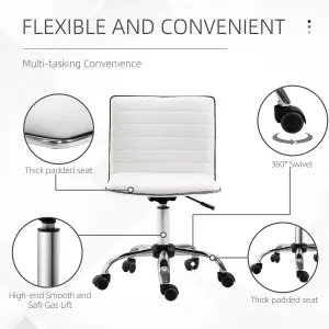 HOMCOM Armless Mid-Back Adjustable Office Chair with 360 Swivel White